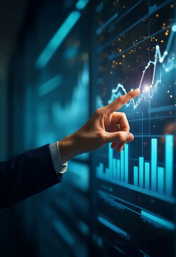 Gráfico financiero en pantalla relacionado con las consecuencias de no presentar el modelo 720