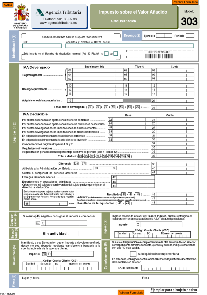 Modelo 303: autoliquidación del IVA